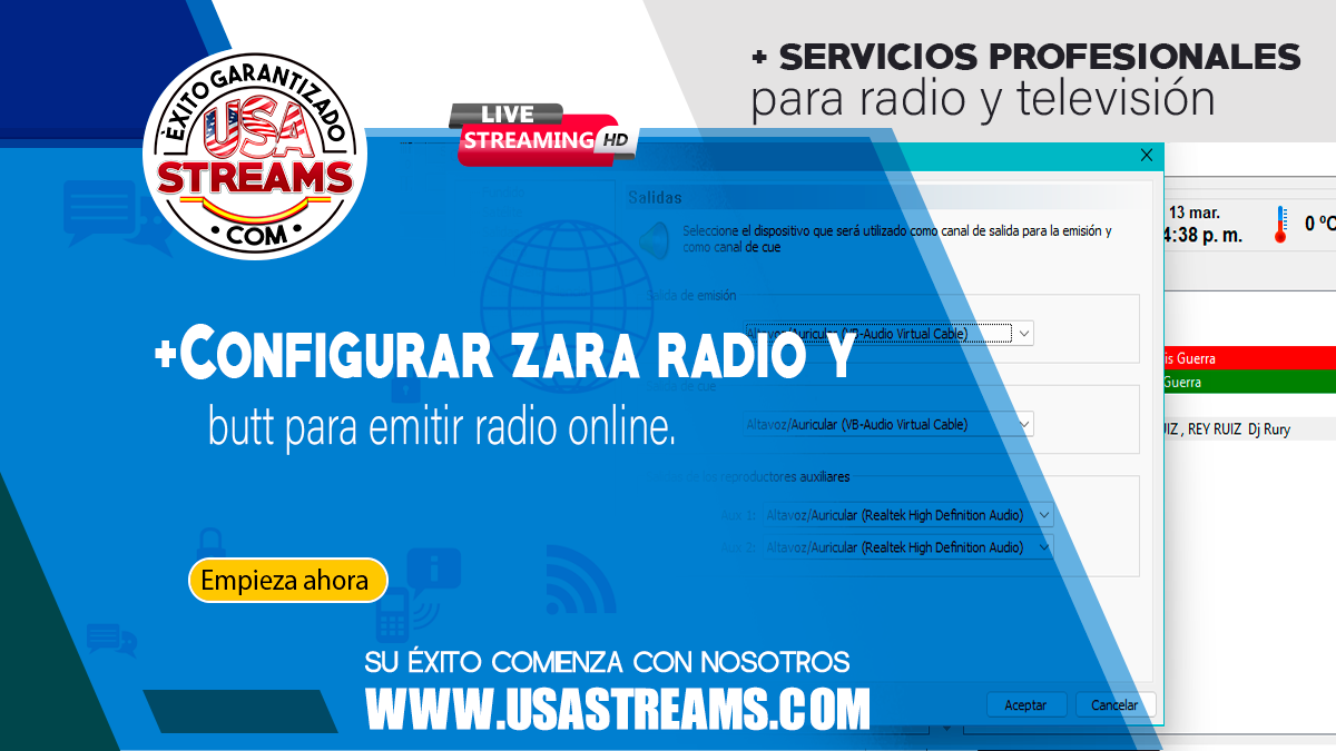 Como configurar zara radio y butt para emitir radio